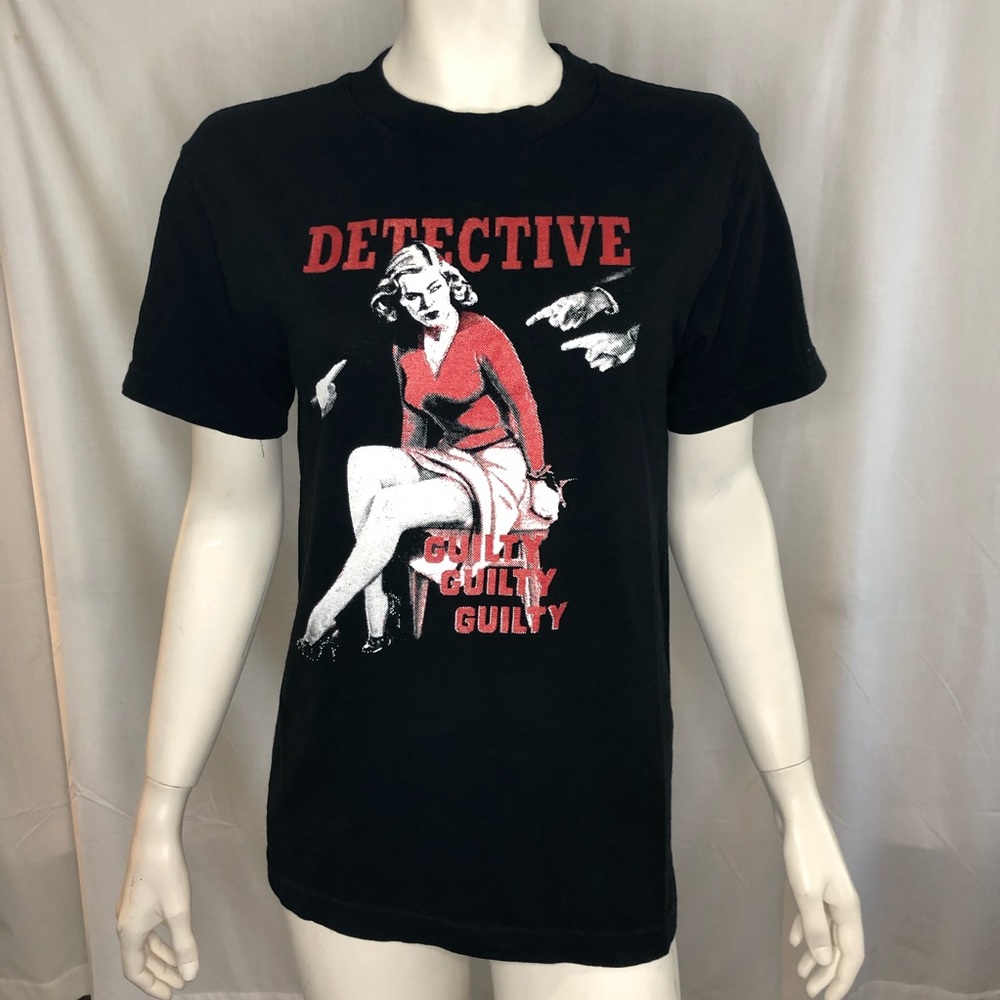 Detective pinup guilty graphic black t shirt size small